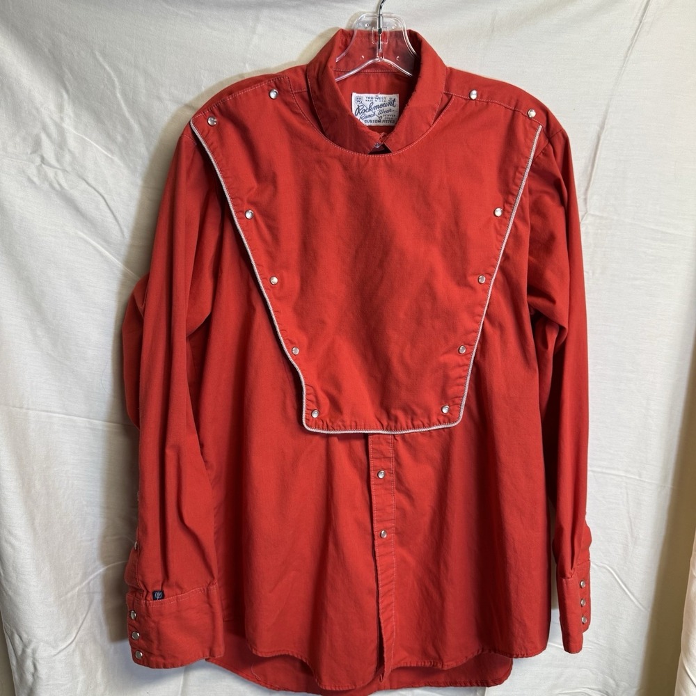 Vintage Rockmount Shirt Mens XL Western Bib Pearl Snap Cavalry Vintage 90s